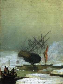  David Peintre - Épave à la mer romantique Bateau Caspar David Friedrich